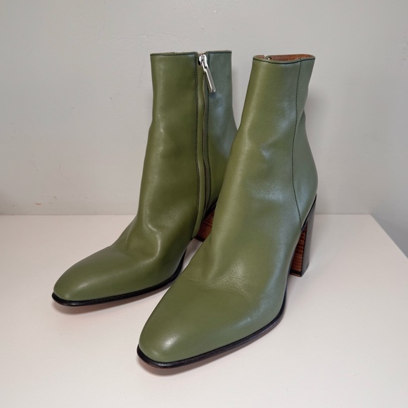 Alessandro Visani Green Leather Heeled Ankle Boots - Picture 3 of 8